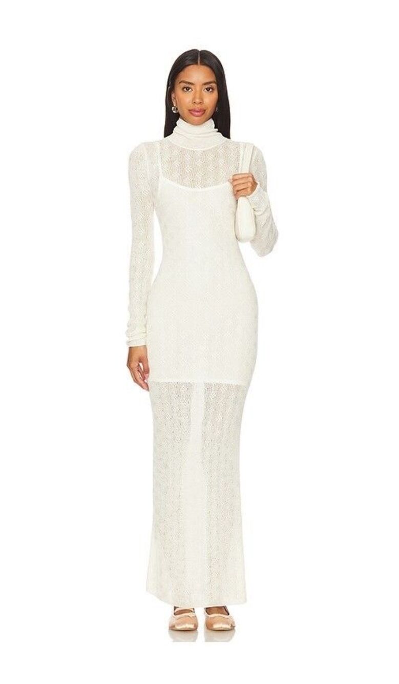 A.L.C. Women’s Jayce Maxi Dress size M NWT Crochet Alpaca Wool Turtleneck Sheath